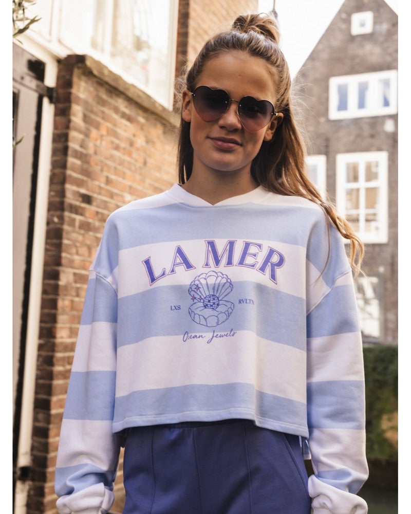 10sixteen Sweater Stripe La Mer Licht Blauw 10sixteen Sweater Stripe La Mer Licht Blauw