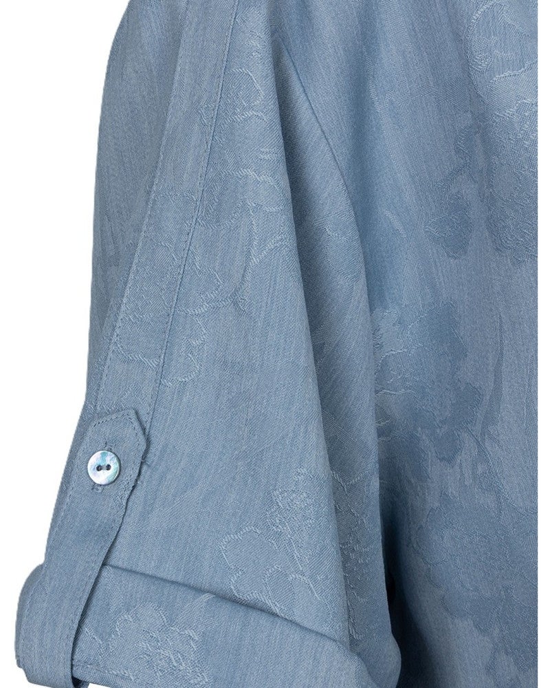 Blouse daisy jacquar Blauw Blouse daisy jacquar Blauw