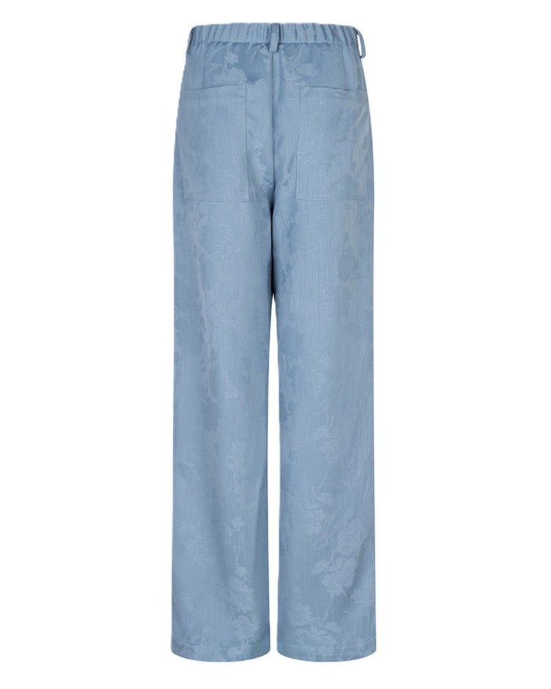 Trousers daisy jacquard Blauw Trousers daisy jacquard Blauw