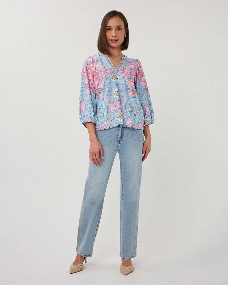 Top v/neck Muse SJ Licht Blauw Top v/neck Muse SJ Licht Blauw