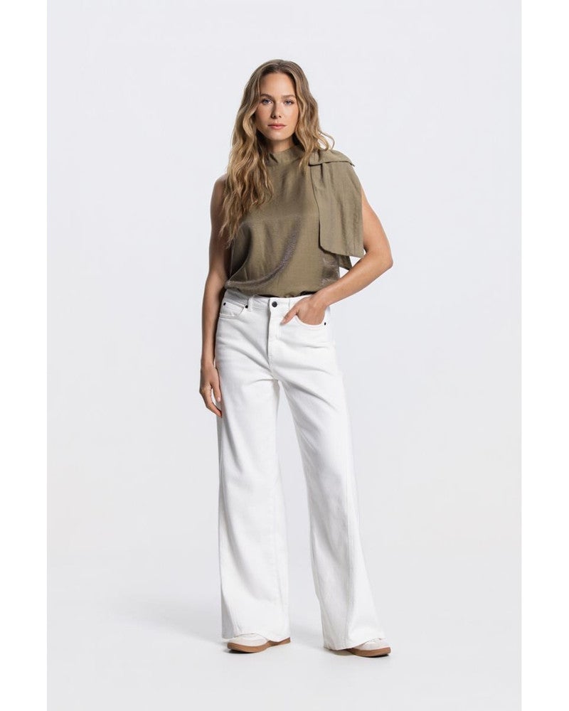 ORLA TOP WS 306 sleeveless transparant bow at shoulder Groen ORLA TOP WS 306 sleeveless transparant bow at shoulder Groen