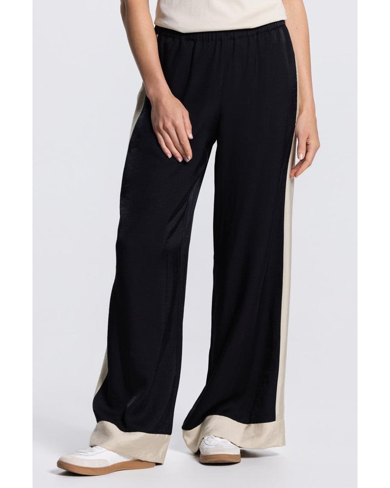 OLENE BROEK CB 422 color block elastic waist Zwart 1 OLENE BROEK CB 422 color block elastic waist Zwart 1