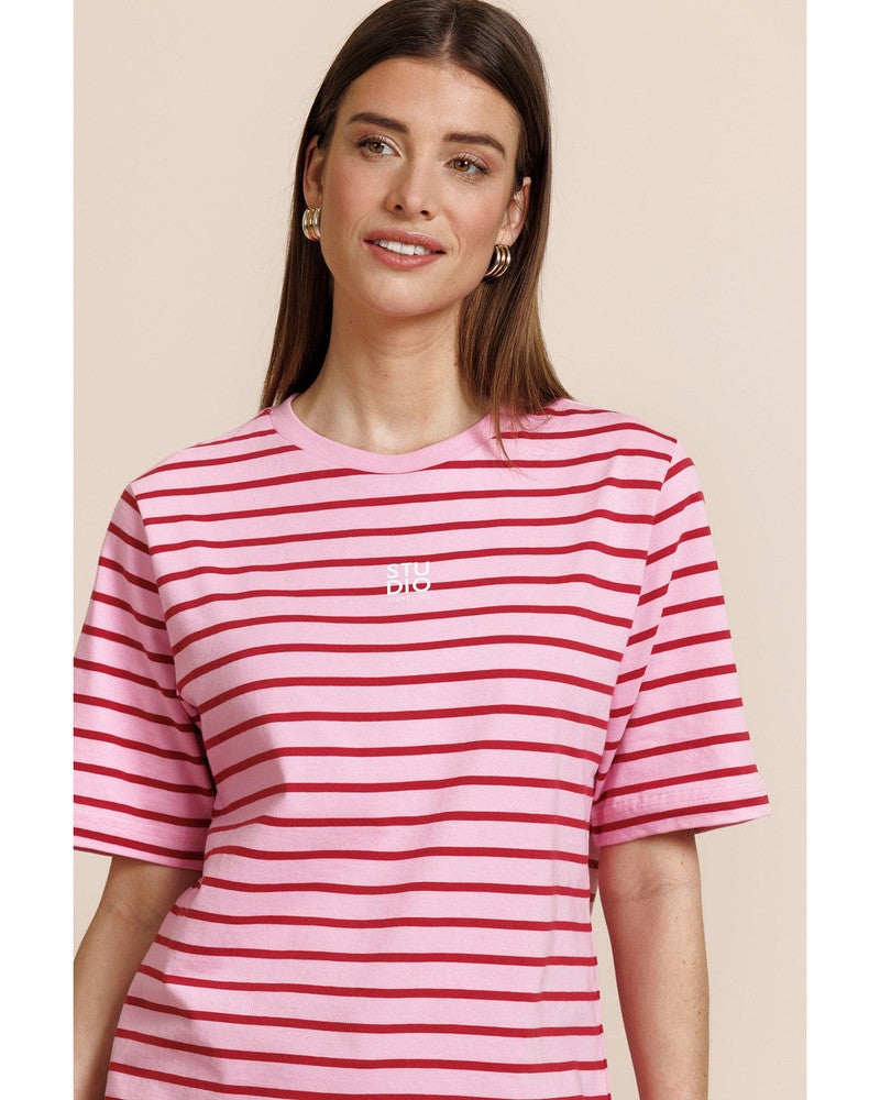Stripe studio floor t-shirt Roze Stripe studio floor t-shirt Roze