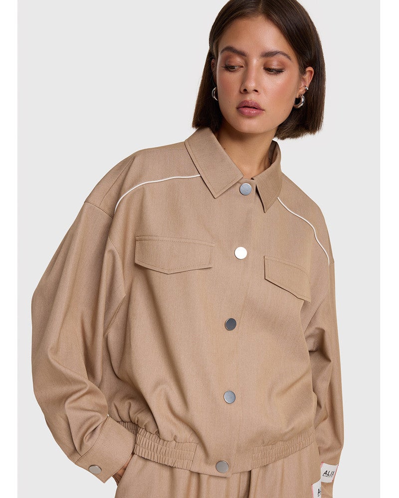 ladies woven 2 tone jacket Camel ladies woven 2 tone jacket Camel