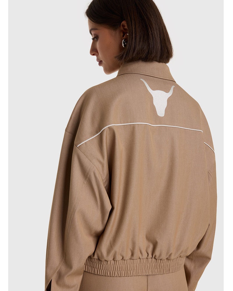 ladies woven 2 tone jacket Camel ladies woven 2 tone jacket Camel