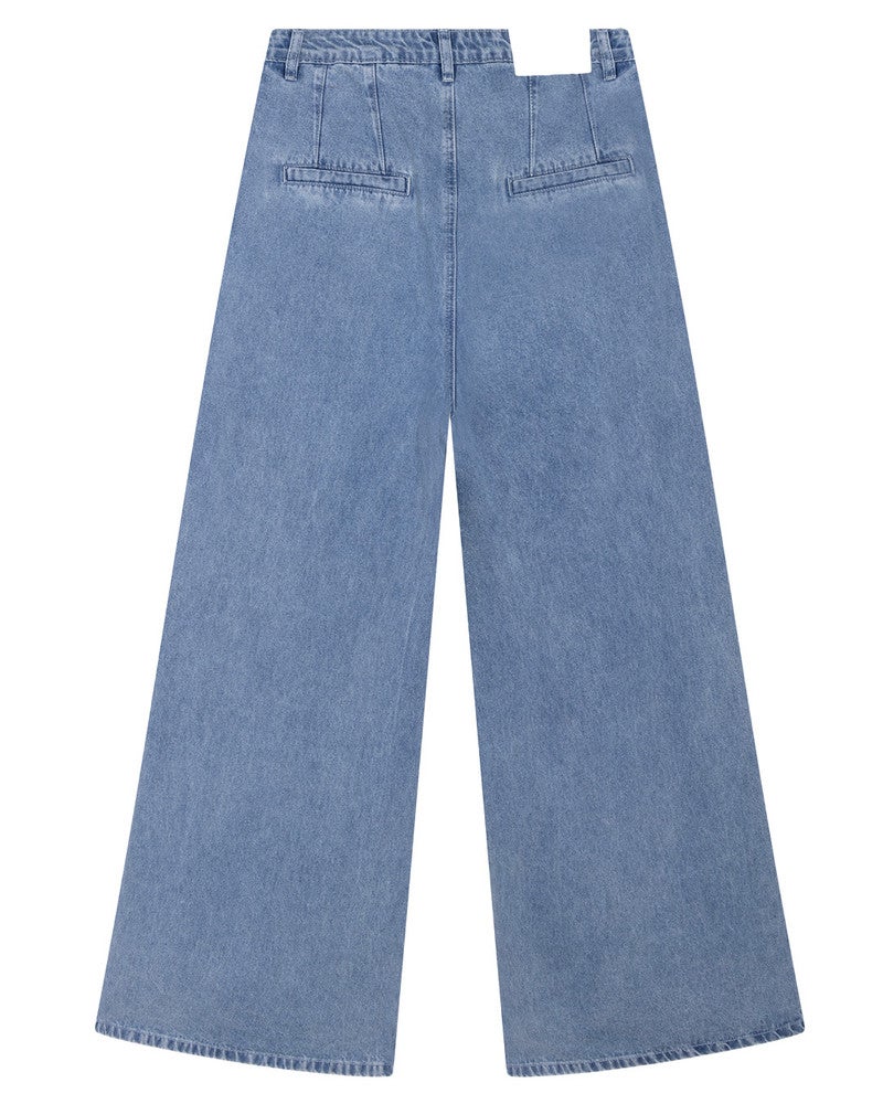 ladies woven denim wide pants Licht Blauw ladies woven denim wide pants Licht Blauw