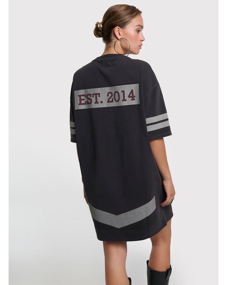 ladies knitted sporty t-shirt dress Grijs ladies knitted sporty t-shirt dress Grijs