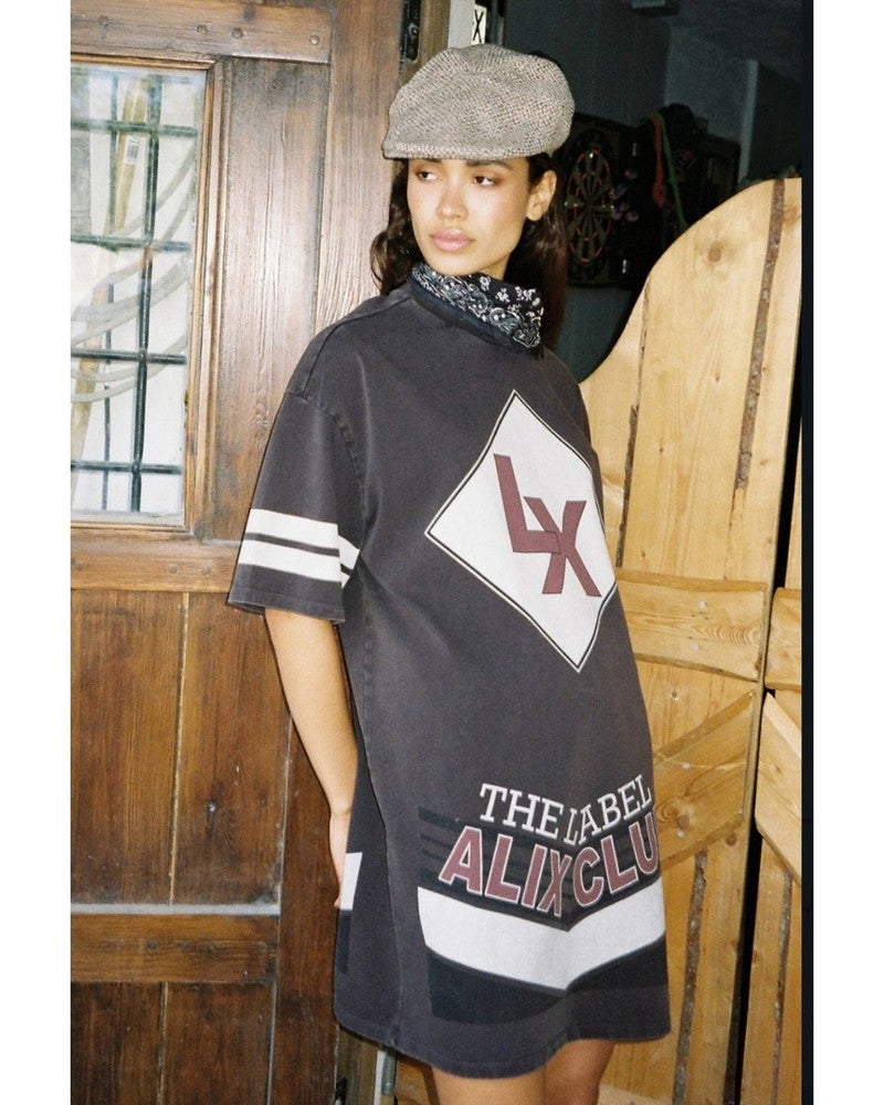 ladies knitted sporty t-shirt dress Grijs ladies knitted sporty t-shirt dress Grijs