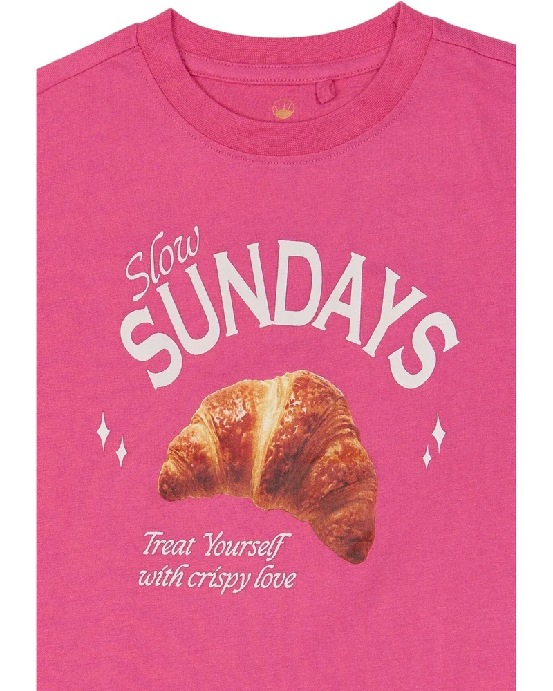 Suzette SS Tee Croissant Roze Suzette SS Tee Croissant Roze