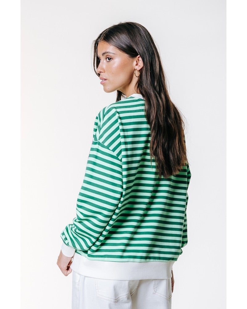 WS417643 Contrast Cuff Sweat Groen WS417643 Contrast Cuff Sweat Groen