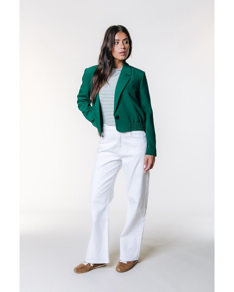 WJ117586 Zoe Gathered Bottom Blazer Groen WJ117586 Zoe Gathered Bottom Blazer Groen