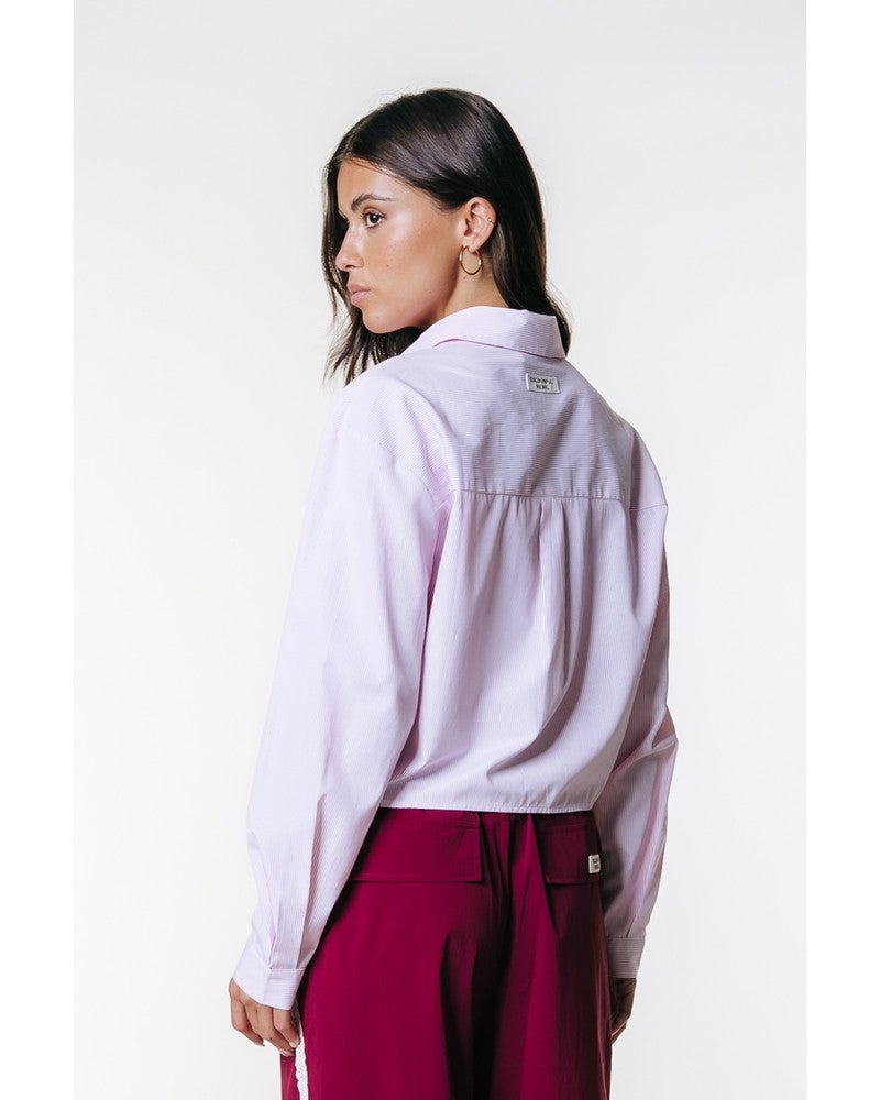 WB117541 Febe Striped Cropped Blouse Roze WB117541 Febe Striped Cropped Blouse Roze