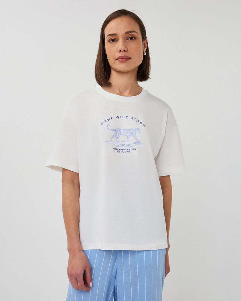 T-shirt wide animal leoapard Off White T-shirt wide animal leoapard Off White