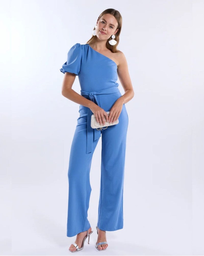 Jumpsuit Jossy one-shoulder Blauw Jumpsuit Jossy one-shoulder Blauw