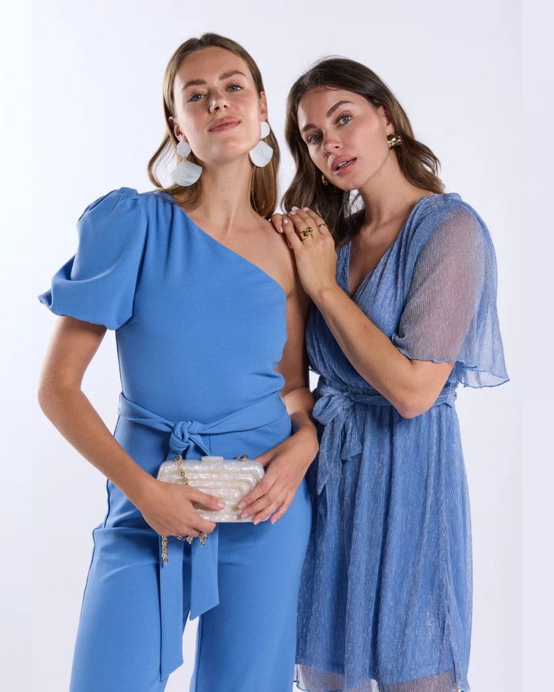 Jumpsuit Jossy one-shoulder Blauw Jumpsuit Jossy one-shoulder Blauw