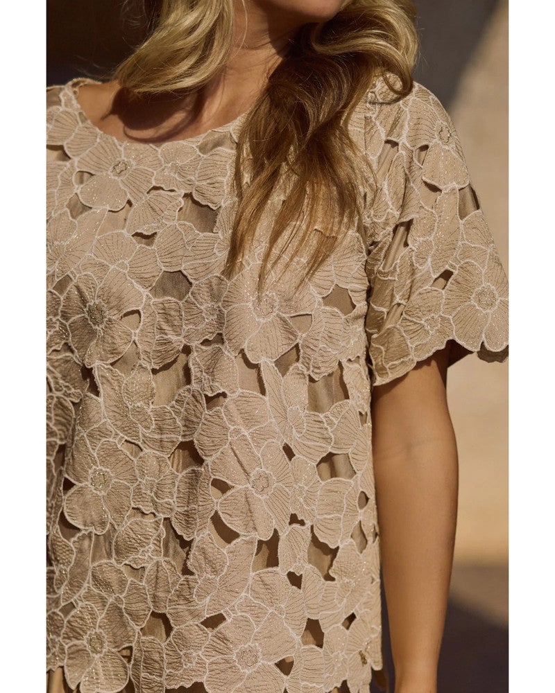 Octavia Top Flower Zand Octavia Top Flower Zand