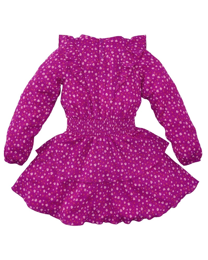 Megan Dress LS Flowers Paars Megan Dress LS Flowers Paars