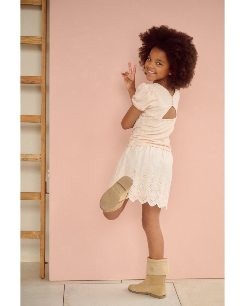 Kiamo Dotted Jersey top with open back Off White Kiamo Dotted Jersey top with open back Off White