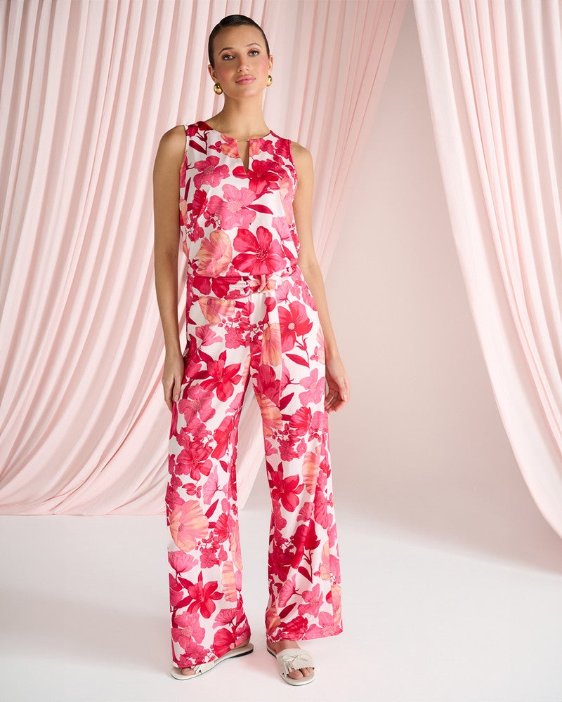 C113 Jumpsuit met bloemen design Rood C113 Jumpsuit met bloemen design Rood