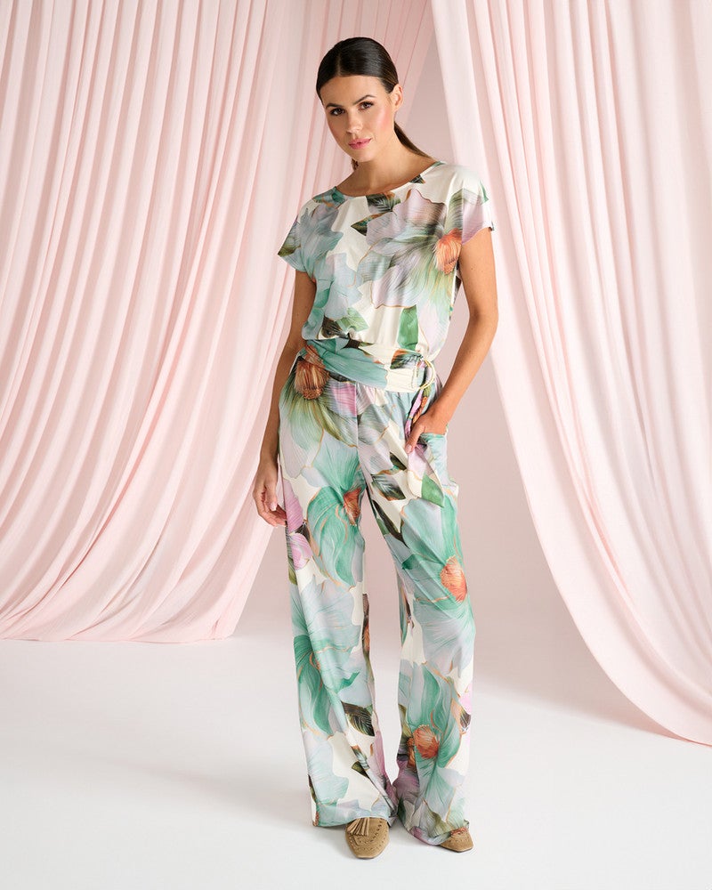 C112 Jumpsuit met bloemen design Groen C112 Jumpsuit met bloemen design Groen