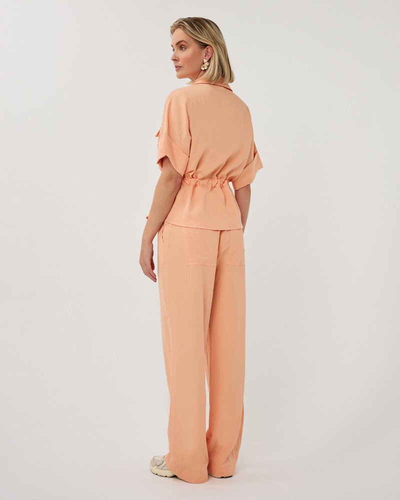 Blouse zipper fine crinkle Oranje Blouse zipper fine crinkle Oranje