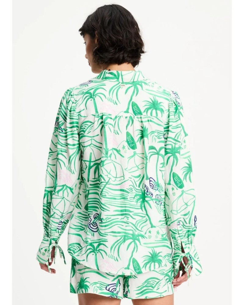 BLOUSE - Beach Vibes Linen Groen BLOUSE - Beach Vibes Linen Groen