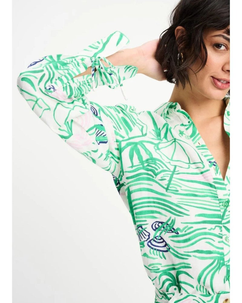 BLOUSE - Beach Vibes Linen Groen BLOUSE - Beach Vibes Linen Groen