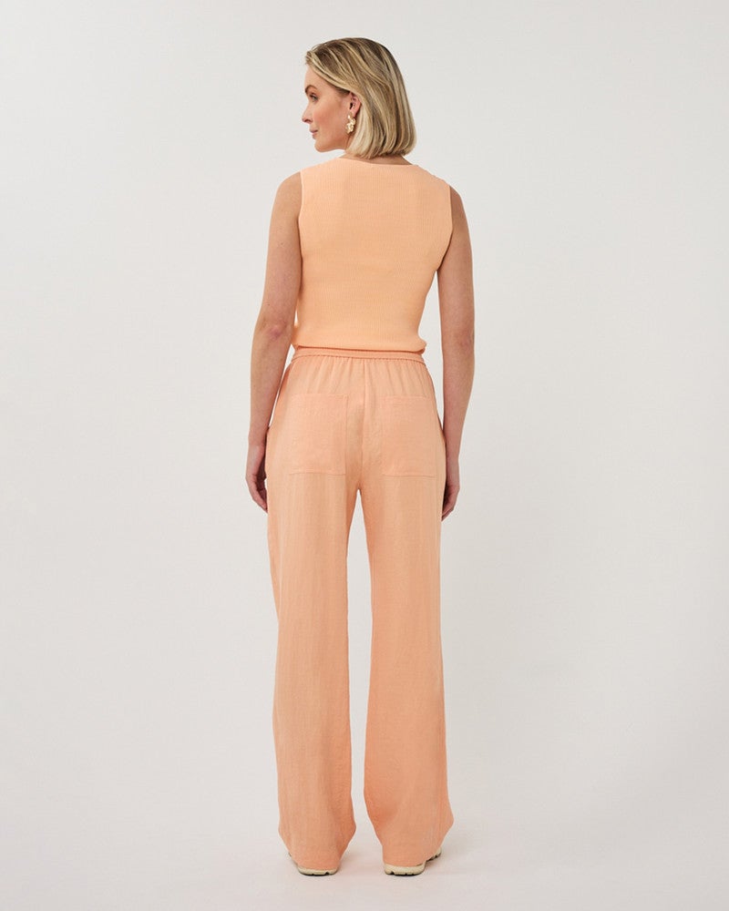 Trousers elastic WB fine crinkle Oranje Trousers elastic WB fine crinkle Oranje