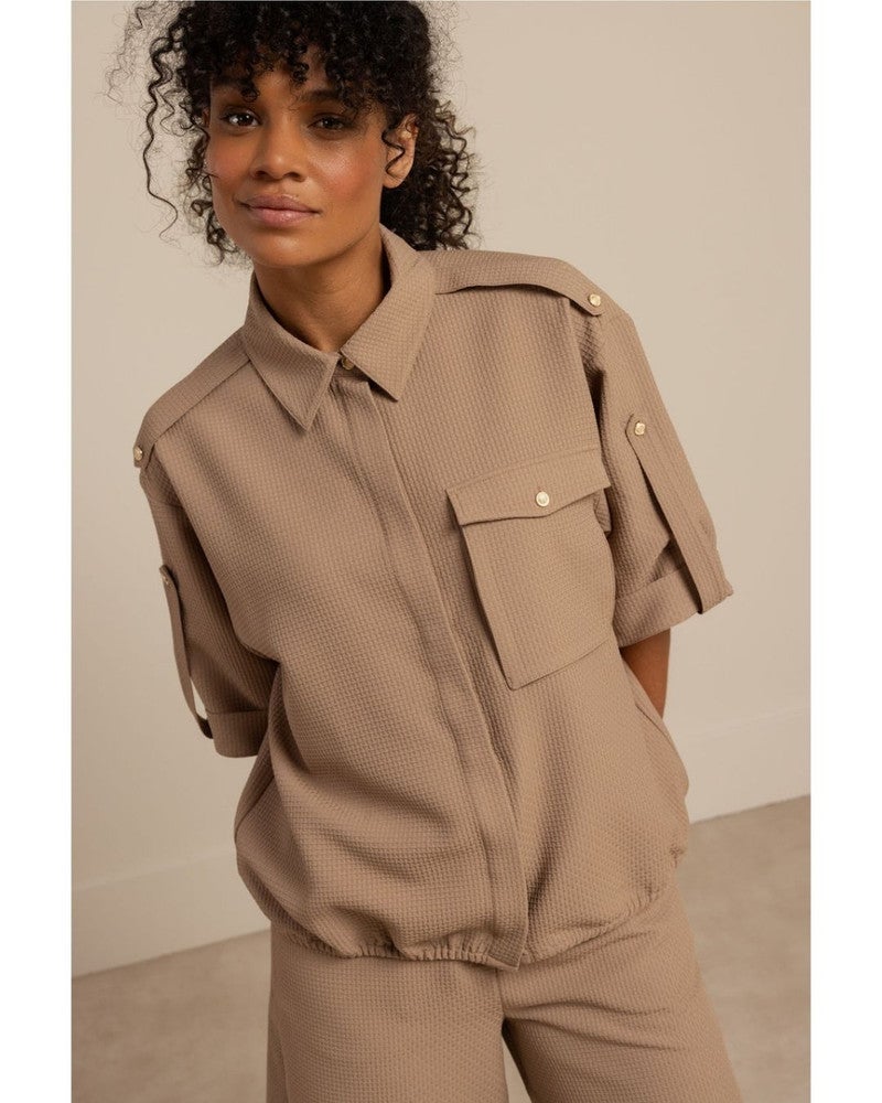 Nellie waffle blouse Beige Nellie waffle blouse Beige