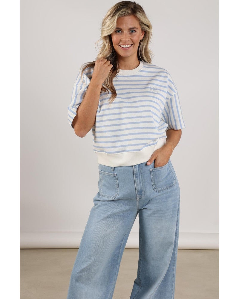 Lotte Pullover Stripe blauw Off White Lotte Pullover Stripe blauw Off White