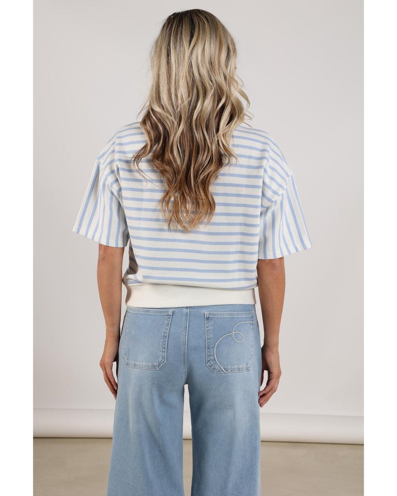 Lotte Pullover Stripe blauw Off White Lotte Pullover Stripe blauw Off White