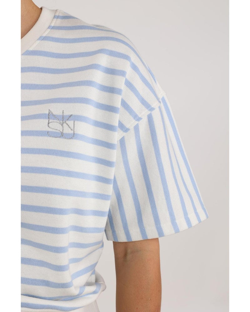 Lotte Pullover Stripe blauw Off White Lotte Pullover Stripe blauw Off White