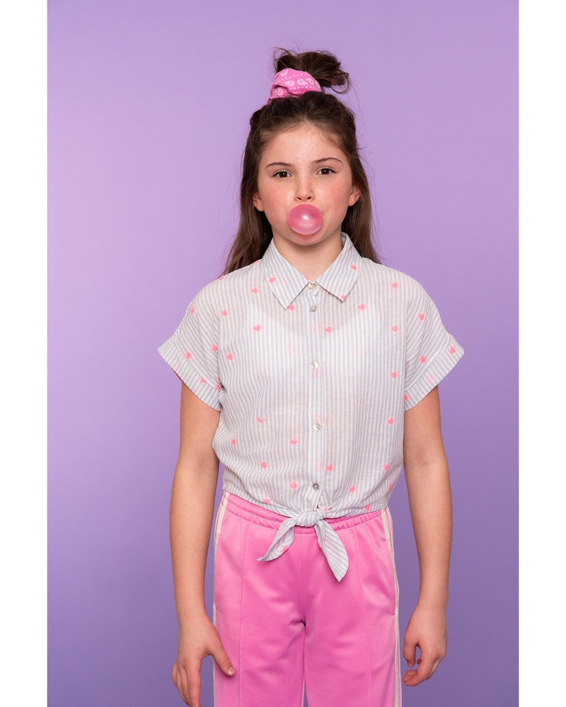 Blouse knot neon flower Off White Blouse knot neon flower Off White