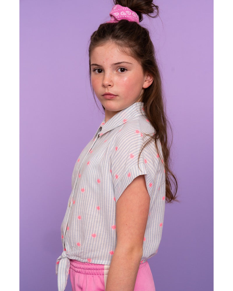 Blouse knot neon flower Off White Blouse knot neon flower Off White