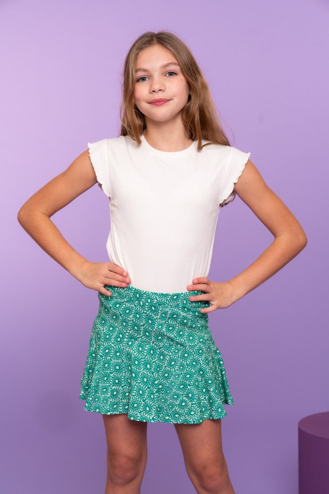 T-shirt rib ruffle sleeves Off White T-shirt rib ruffle sleeves Off White