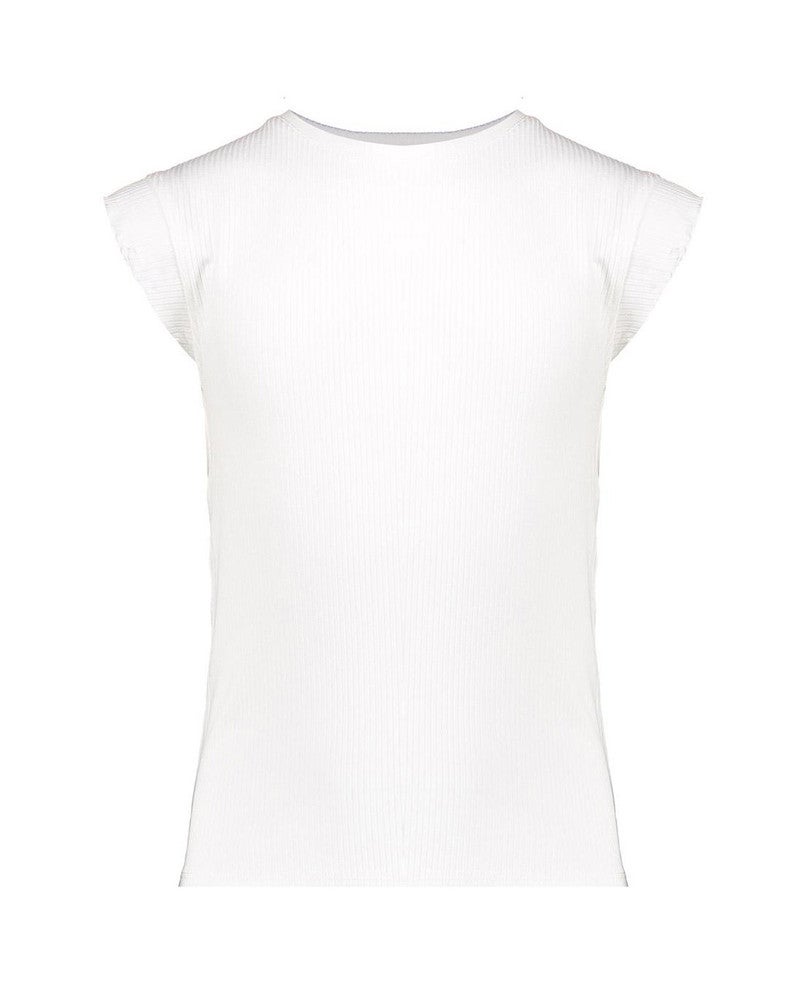 T-shirt rib ruffle sleeves Off White T-shirt rib ruffle sleeves Off White
