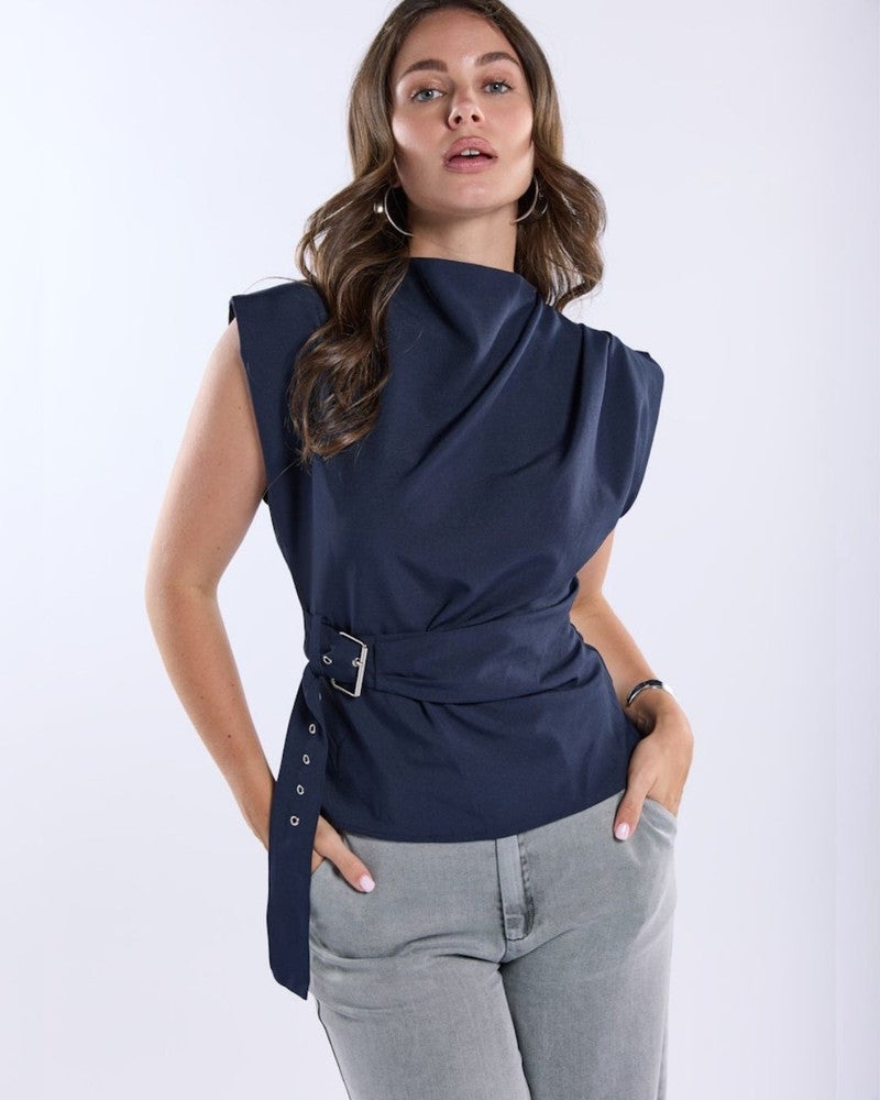 Top Met Gesp Blauw Top Met Gesp Blauw