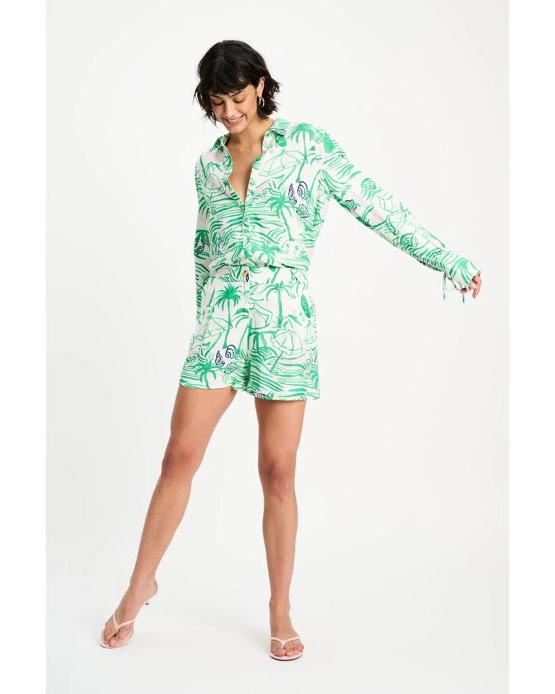 SHORTS - Beach Vibes Linen Groen SHORTS - Beach Vibes Linen Groen