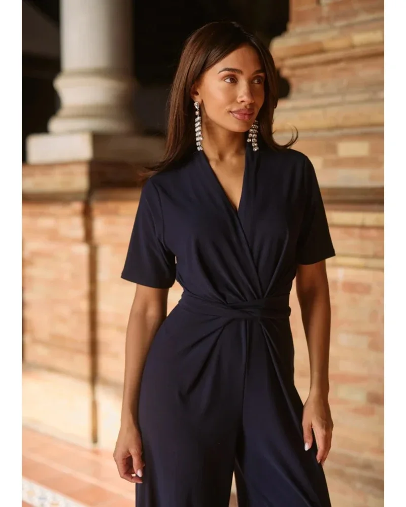 Jumpsuit Vasili Crepe Knot Blauw Jumpsuit Vasili Crepe Knot Blauw