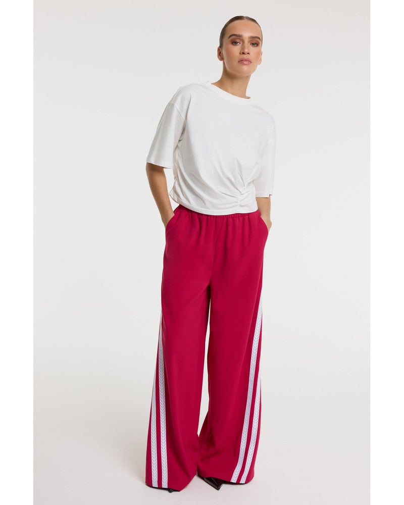 ladies woven wide stripes pants DOLCE Roze ladies woven wide stripes pants DOLCE Roze