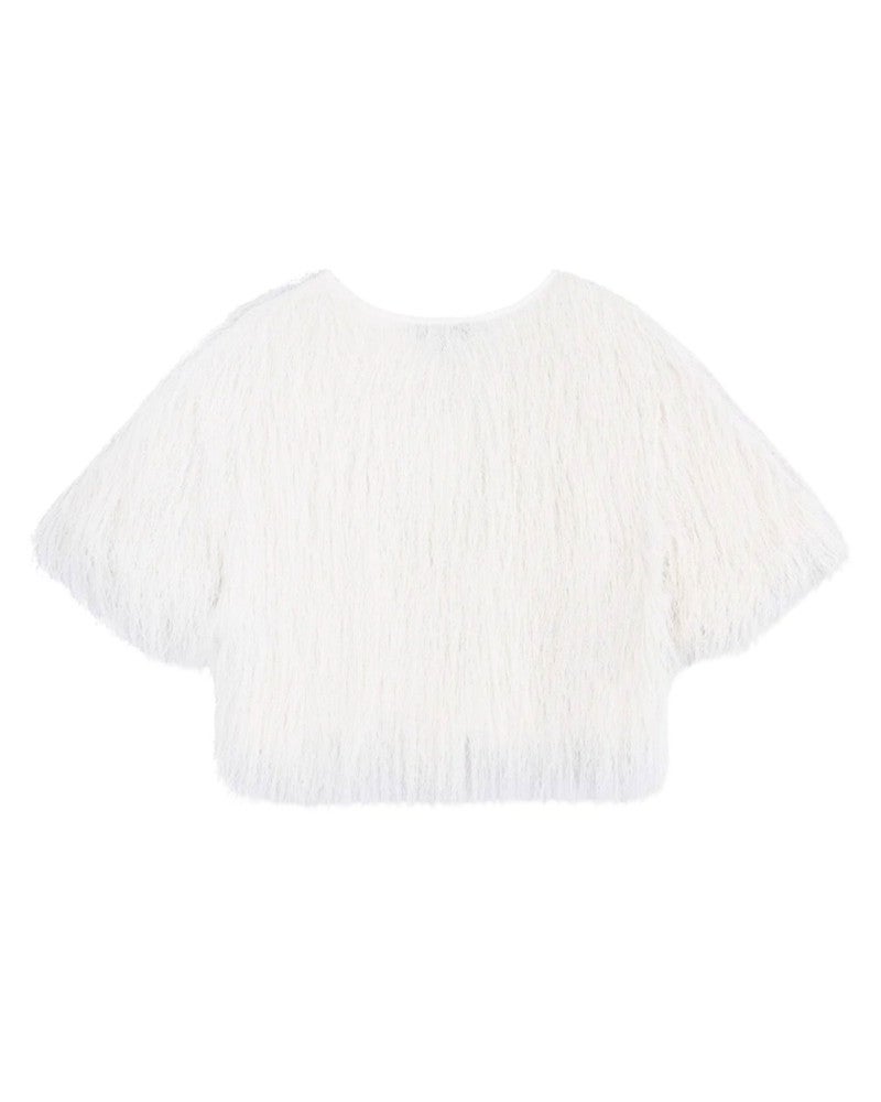 ladies woven cropped fringes blouse FAYENNA Wit 1 ladies woven cropped fringes blouse FAYENNA Wit 1