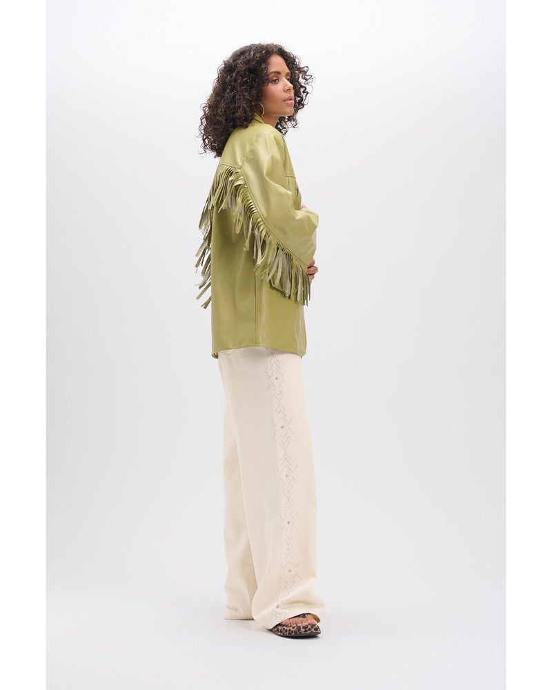 ladies woven relaxed studs denim pants PAYTON Ecru ladies woven relaxed studs denim pants PAYTON Ecru