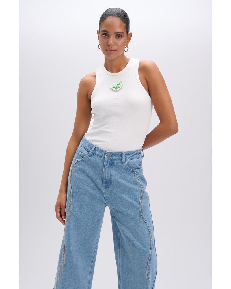 ladies knitted tight fit singlet RAQUEL Wit 1 ladies knitted tight fit singlet RAQUEL Wit 1