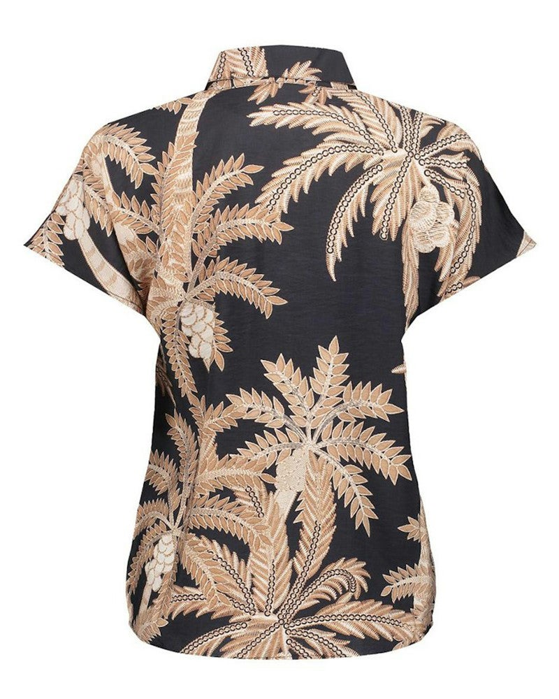 blouse tropical palm Zwart 1 blouse tropical palm Zwart 1