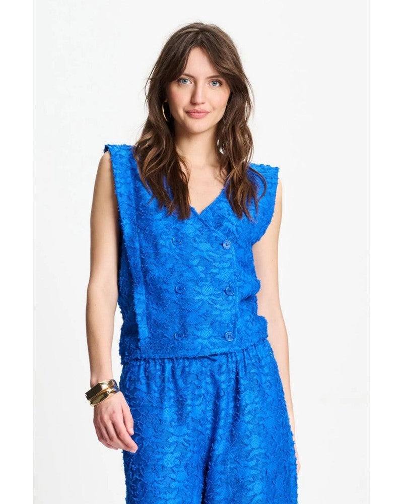 TOP - Ocean Blue Jacquard Blauw TOP - Ocean Blue Jacquard Blauw