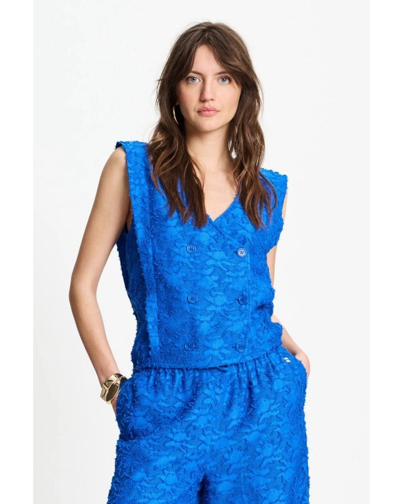 TOP - Ocean Blue Jacquard Blauw TOP - Ocean Blue Jacquard Blauw