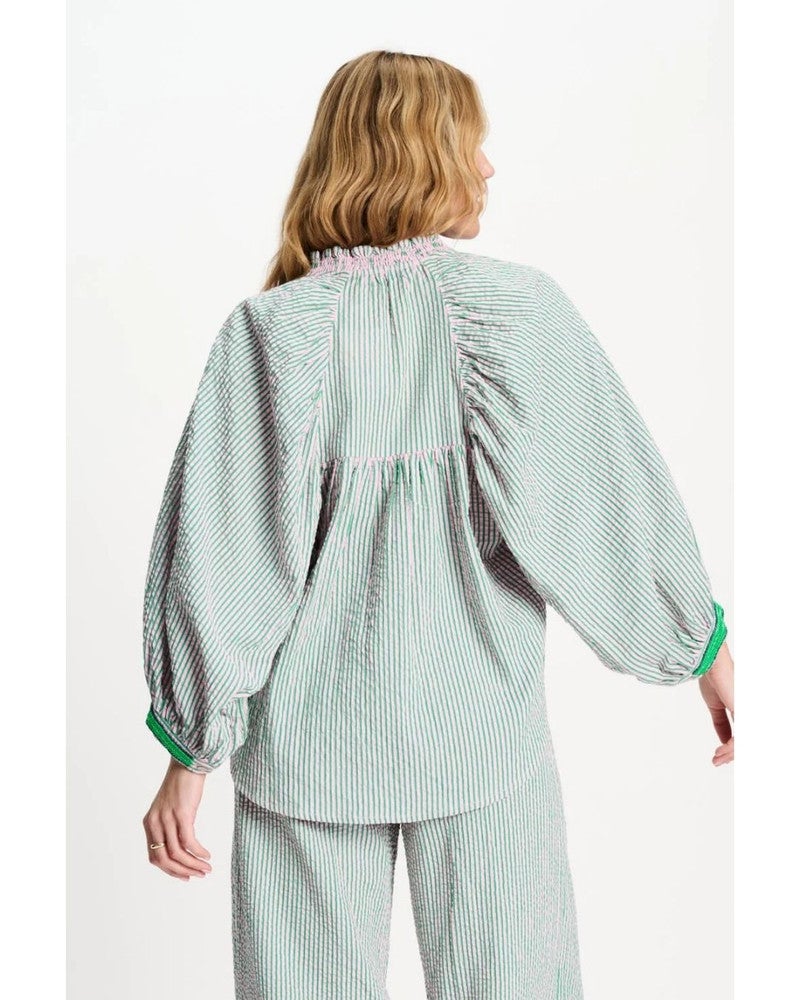BLOUSE - Seersucker Green Pink Multi BLOUSE - Seersucker Green Pink Multi