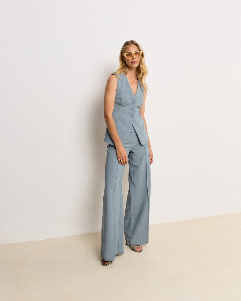 MICHELLA high waisted wide leg pantalon Licht Blauw MICHELLA high waisted wide leg pantalon Licht Blauw
