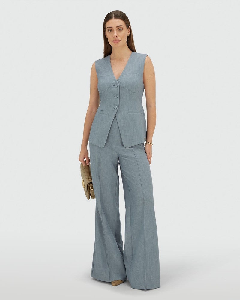 MICHELLA high waisted wide leg pantalon Licht Blauw MICHELLA high waisted wide leg pantalon Licht Blauw