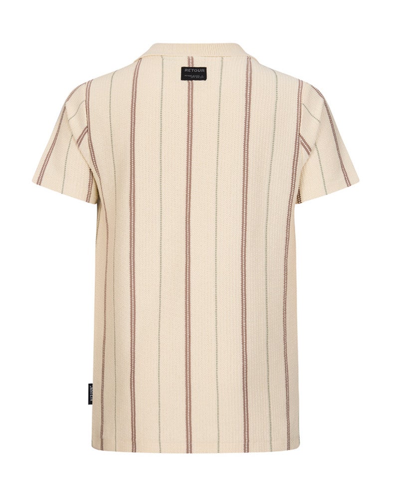 Joah Striped Poloshirt Off White Joah Striped Poloshirt Off White